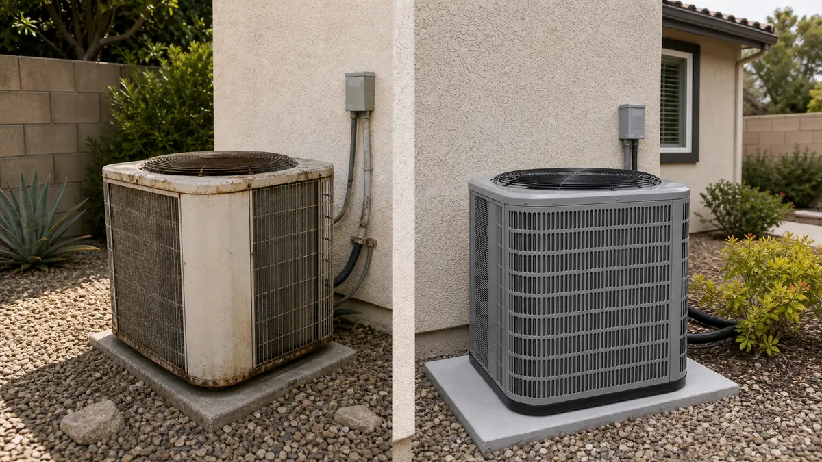 Repair-or-replace decision chart for Pasadena AC